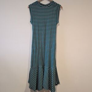 Anthropologie Daily Practice | Striped Dress | Green and Pink | Medium